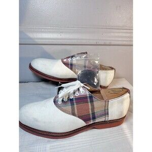 Polo Ralph Lauren Orval Oxford White Suede 'Plaid' Mens Dress Shoes Men’s 9 D